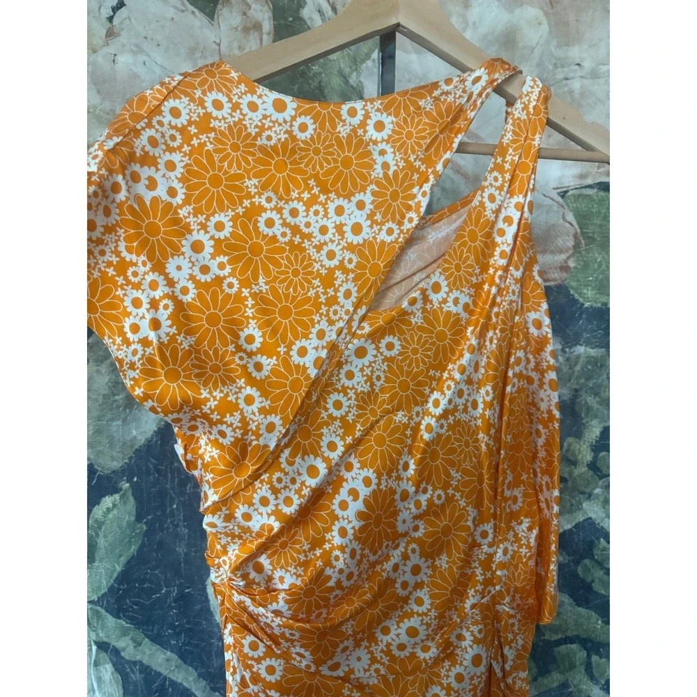 Commission Snipped Daisy Floral Asymmetric Ruched Dress Size‎ 6 - Picture 7 of 10